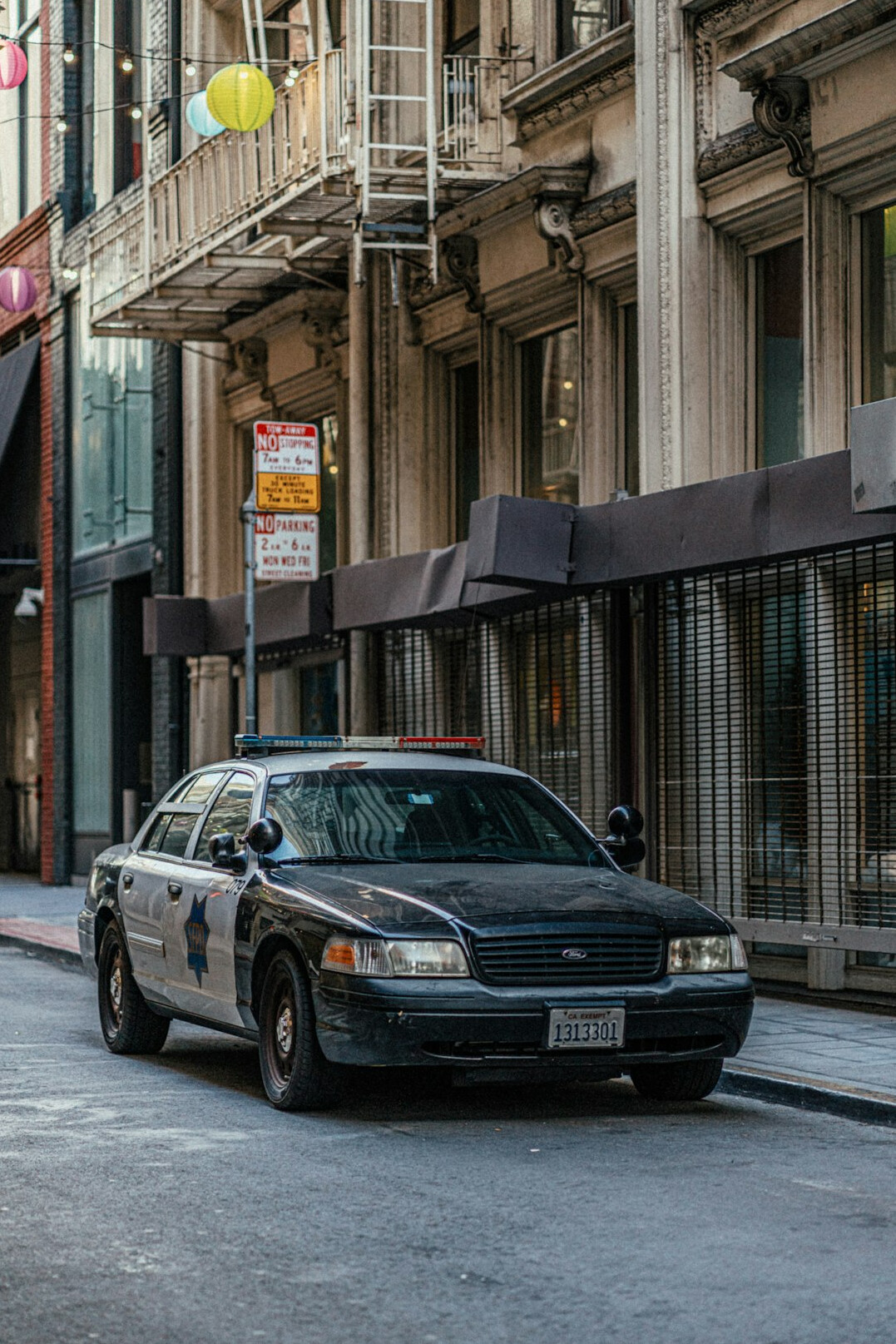 police car outside store