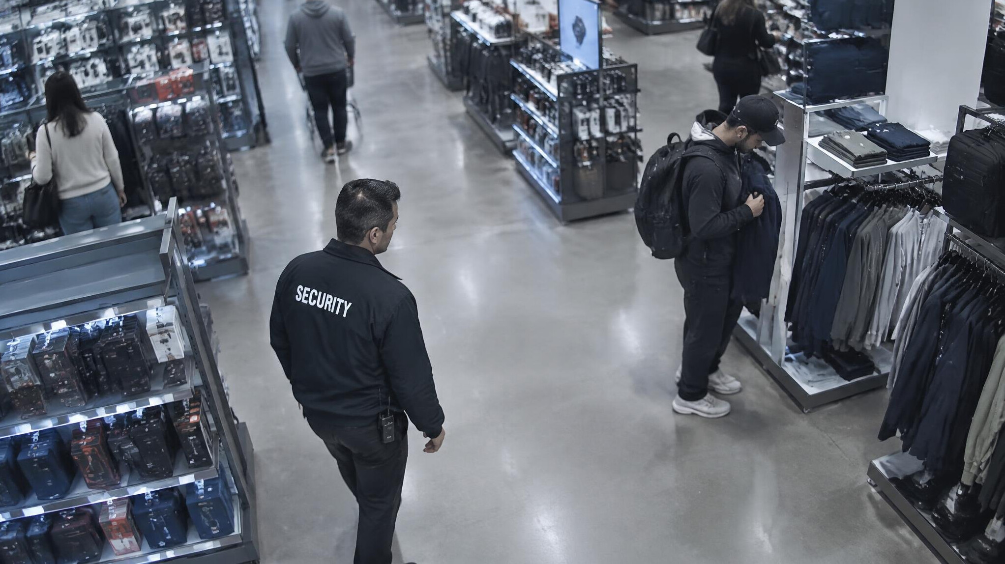store detective watching customers